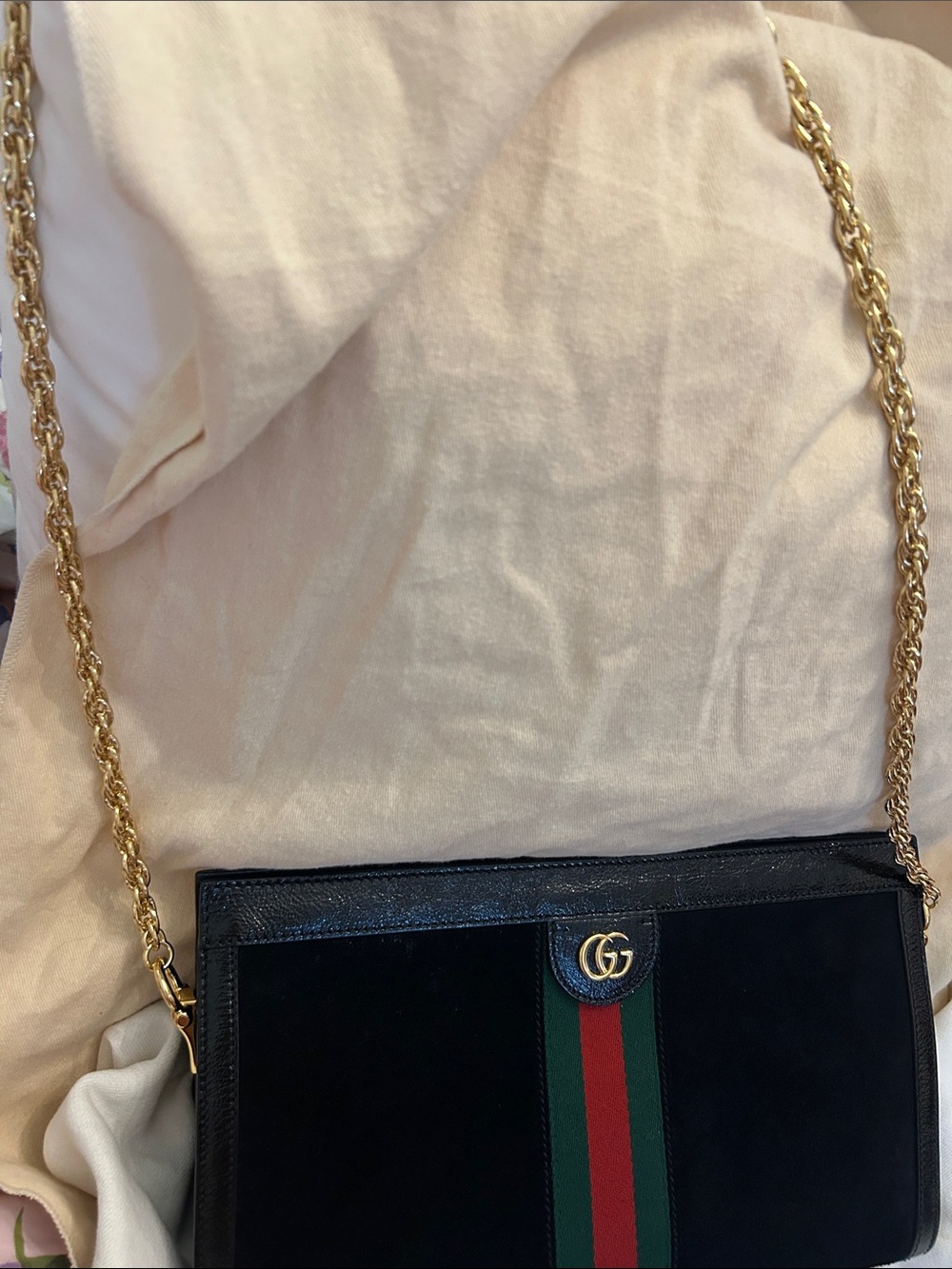 RARE Gucci Ophidia chain shoulder bag black suede large♥️ - Picture 6 of 10